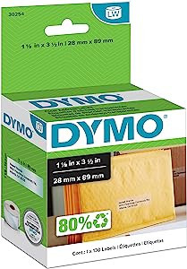 DYMO LabelWriter Address Labels, Clear, 1-1/8 x 3-1/2 Inch, 130 Count (Pack of 1) | Amazon (US)