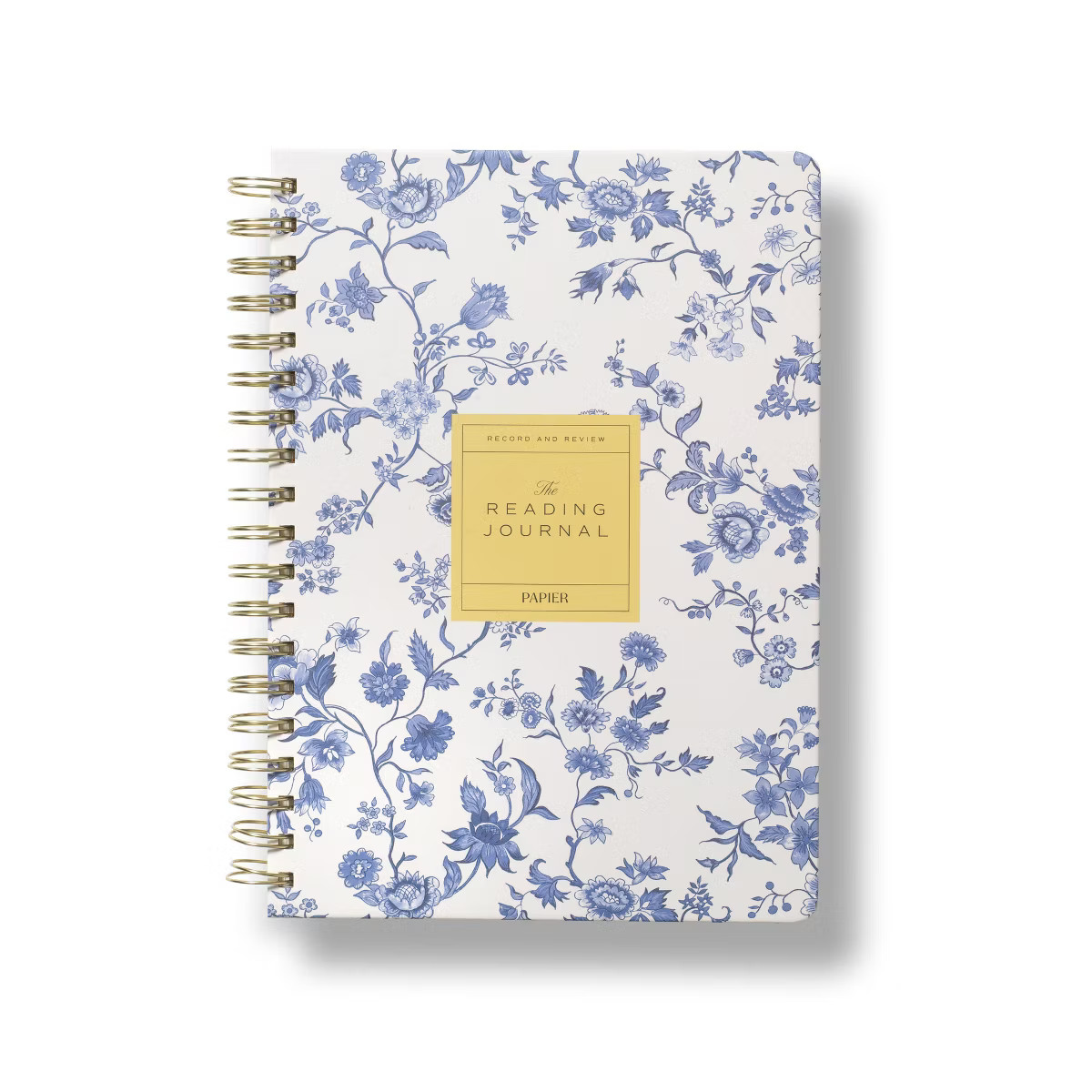 PAPIER 150pg Reading Journal 9.84" Spiral Floral and Text Block Hard Cover | Target