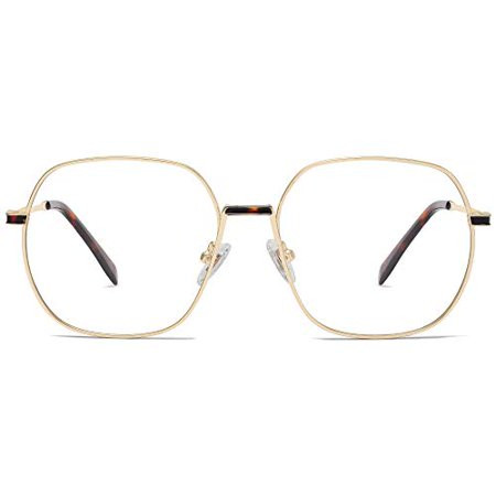 SOJOS Polygon Square Blue Light Blocking Glasses Metal Computer Glasses SJ5122 with Gold Frame/Anti- | Walmart (US)