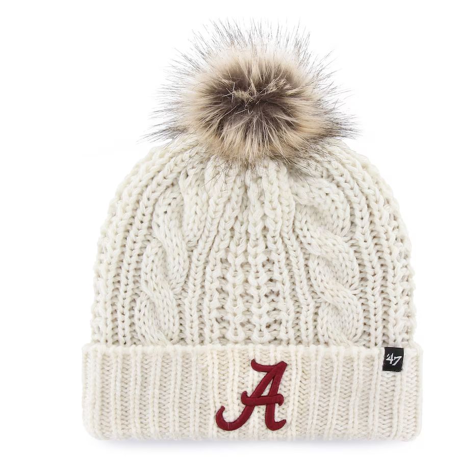 Alabama Crimson Tide '47 Women's Meeko Cuffed Knit Hat with Pom - White | Lids