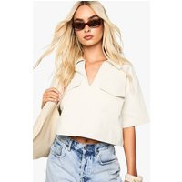 Womens Twill Pocket Detail Crop Shirt - White - 10 | boohoo (US & Canada)