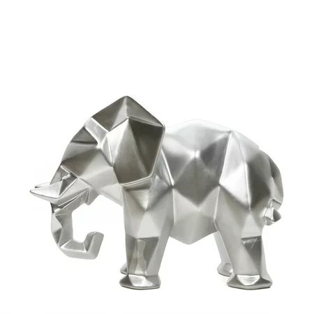 Mainstays 6.5"High Tabletop Resin Geometric Elephant, Silver Finish | Walmart (US)