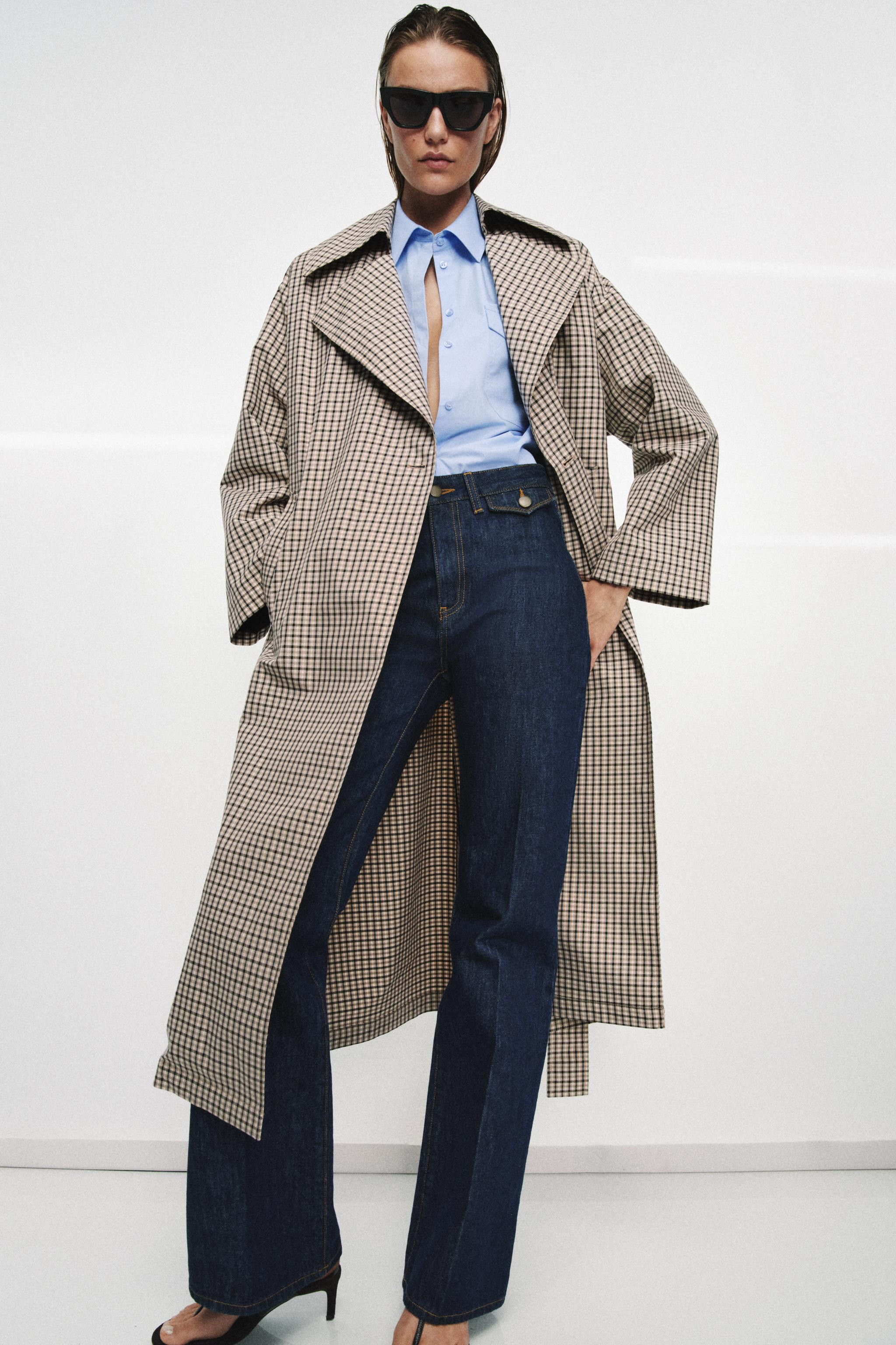 ZW COLLECTION OVERSIZE CHECK TRENCH COAT | Zara UK