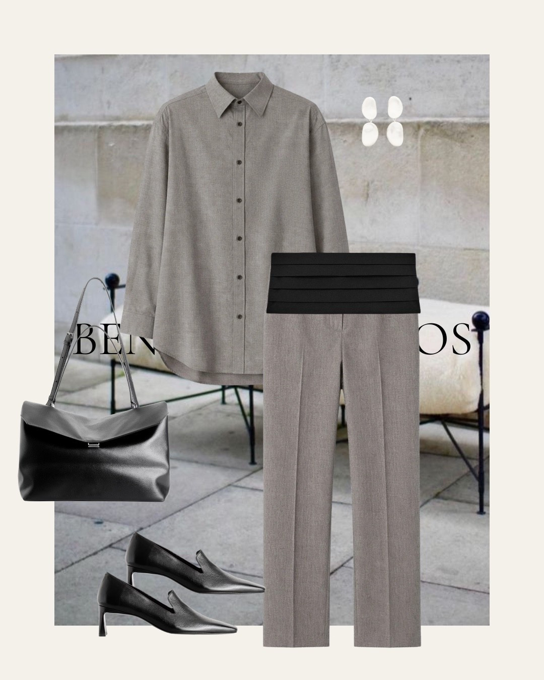 BLUEPRINT NO. 005
Work.

Tonal grey workwear with an oversized shirt, tailored trousers and black leather accessories. A relaxed office outfit for autumn, combining soft tailoring, pointed heels and minimal accessories.

#WorkOutfit #OfficeStyle #GreyOutfit #TailoredTrousers #AutumnWorkwear #WorkwearStyle #MonochromeOutfit #LTKuk #LTKstyletip

#LTKFashionMonth #LTKautumn #LTKluxury