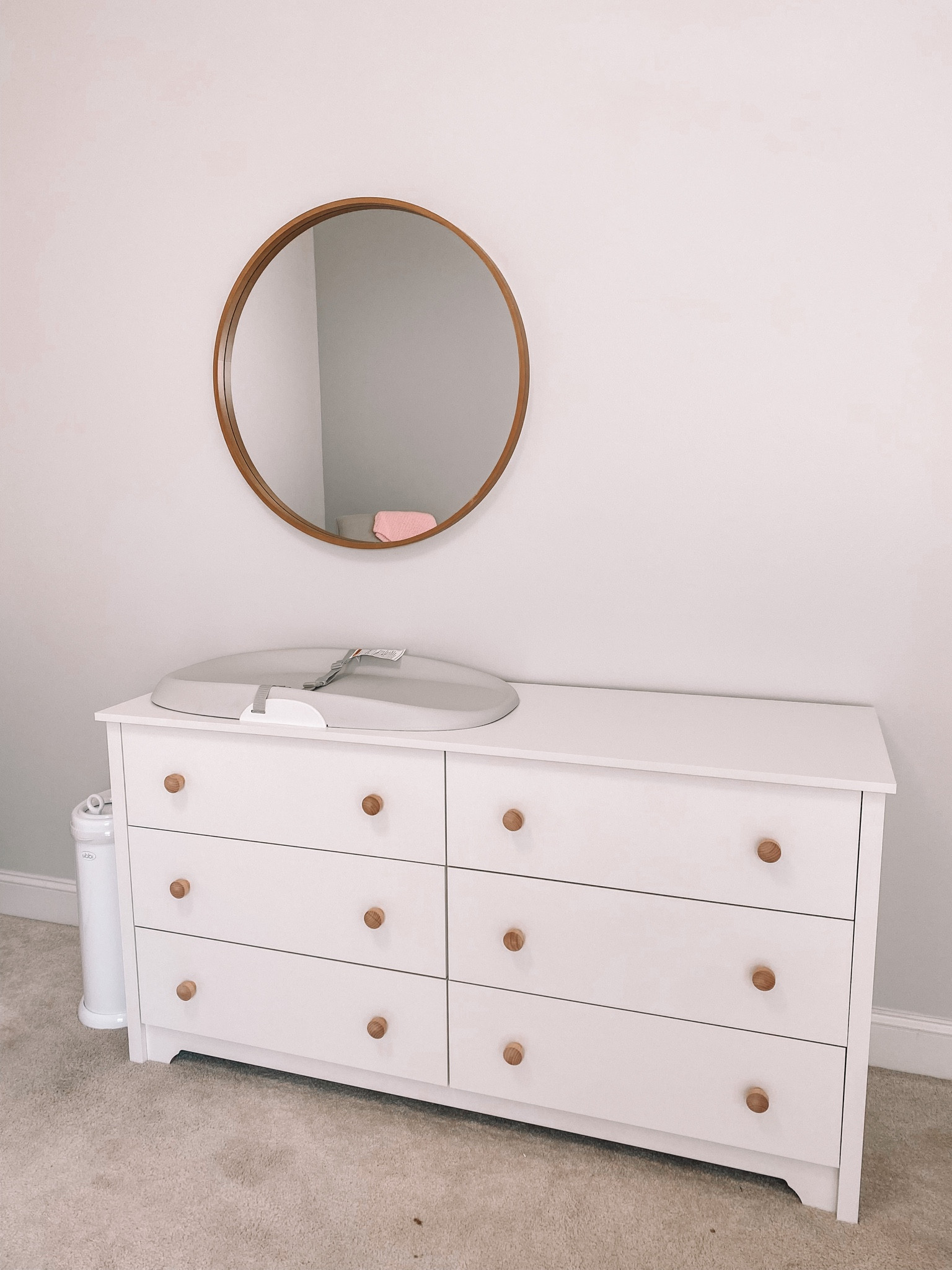 Starting to get the nursery together! This Home Depot dresser was so easy to assemble. Perfect size for changing pad. | nursery finds | nursery dresser 

#LTKbaby