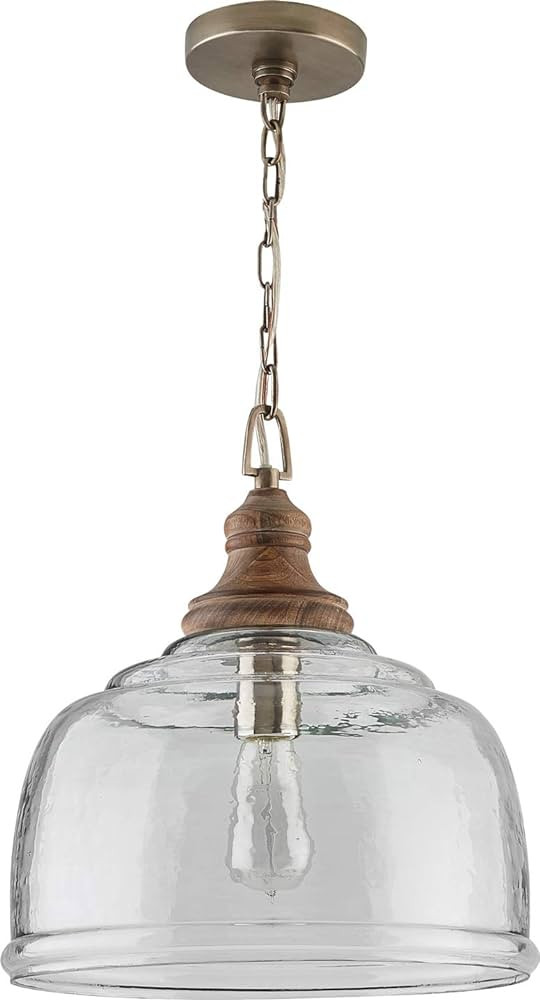 Capital Lighting 330318GY Julian Coastal Style Clear Organic Rippled Glass Pendant, 1-Light 60 Wa... | Amazon (US)