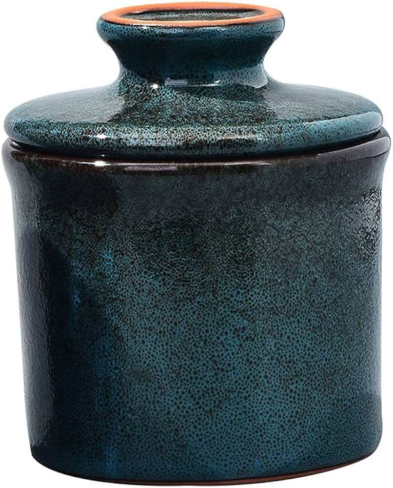 Pottery Butter Keeper Crock - Ceramic Butter Dish with Water Line for Countertop, Keep Butter Fre... | Amazon (US)