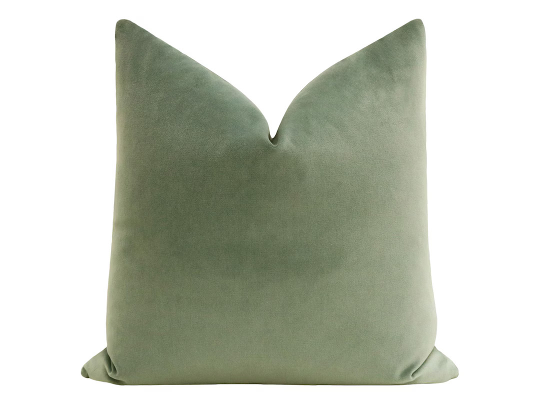 Society Velvet // Eucalyptus Pillow | green velvet | designer velvet | velvet pillow | | Etsy (US)