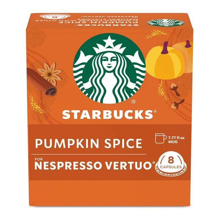 Starbucks by Nespresso Vertuo, Pumpkin Spice Naturally Flavored Coffee Nespresso Pods 8 Count | Walmart (US)