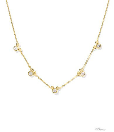Kendra Scott Disney Kendra Scott Gold Mickey Mouse Minnie Mouse Strand Collar Necklace - White Crystal | Dillard's