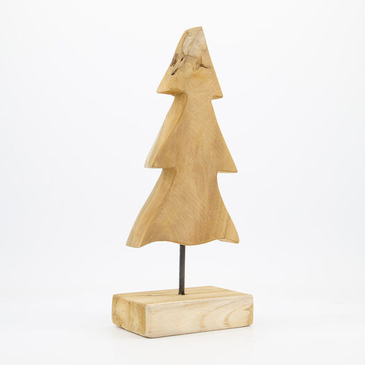 Teak Wood Christmas Tree Ornament 37x15cm | TK Maxx