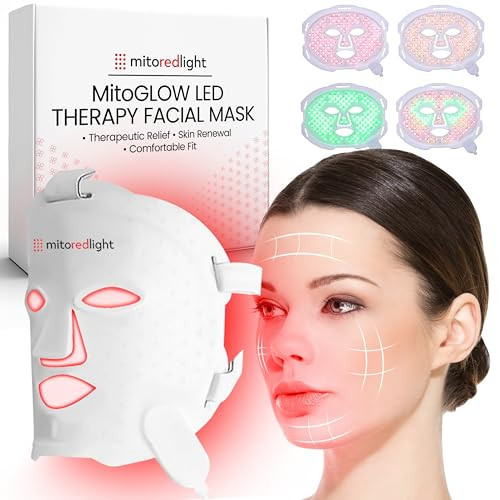 Mito Red Light - MitoGLOW Red Light Therapy Mask - Red Light Therapy for Face and Neck - Rechargeable and Portable Red Light Mask - LED Face Mask Light Therapy for Glowing Skin | Amazon (US)