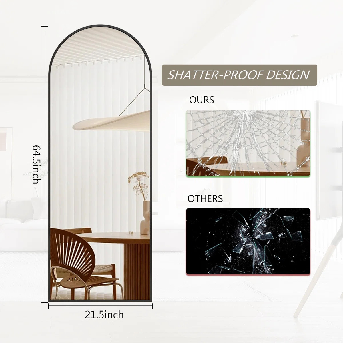 Alizeh Arched Metal Oversized Full Length Mirrors Wall Mirrors with Stand | Wayfair North America