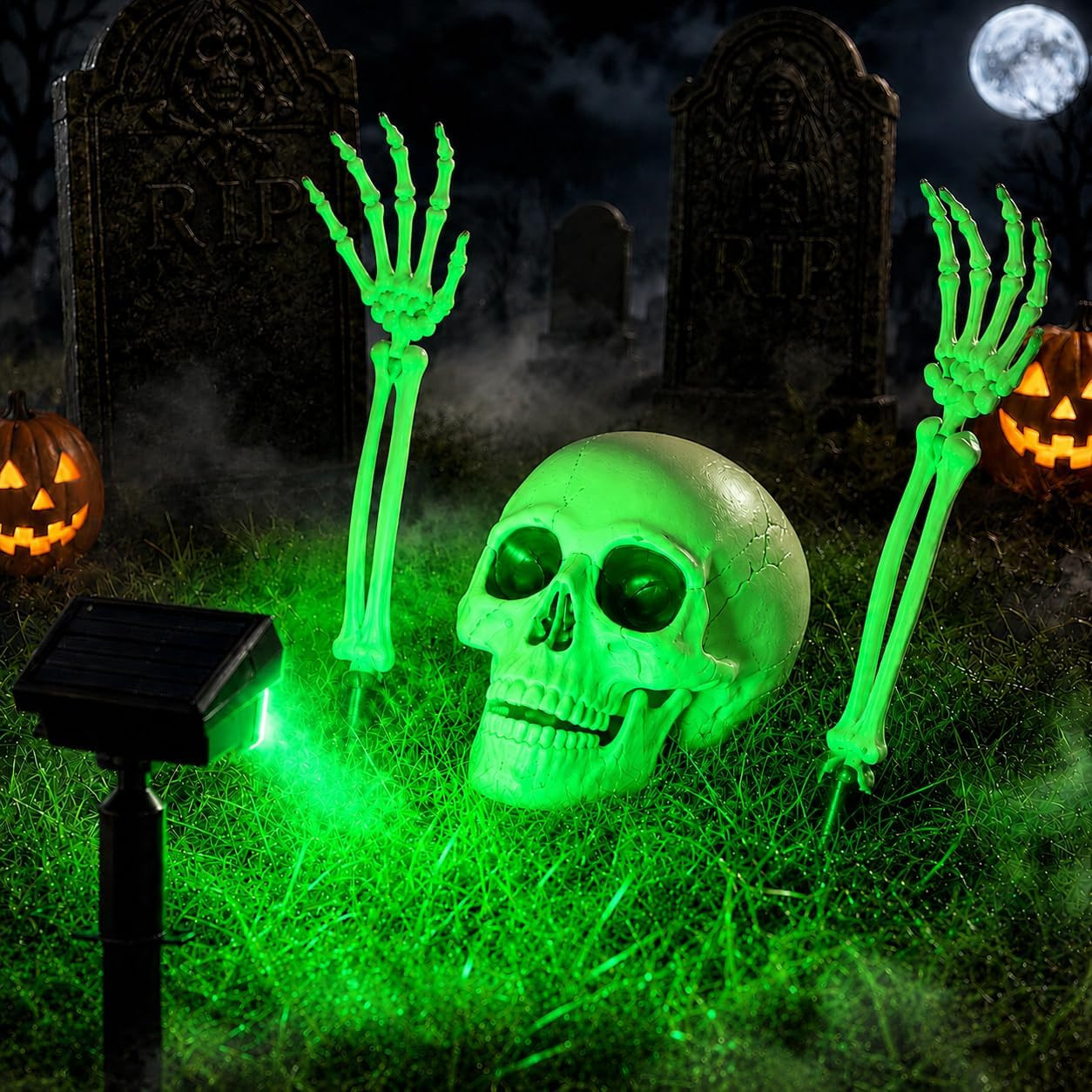 Solar Halloween Lights Outdoor with Skeleton Head and Hands | Amazon (US)
