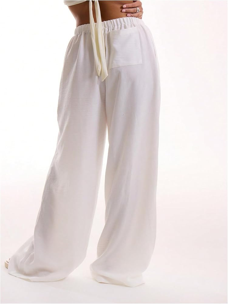 RoseSeek Women's Beach Cover Ups Wide Leg Loose Linen Pants Swimsuit Coverup Summer Vacation Outf... | Amazon (US)