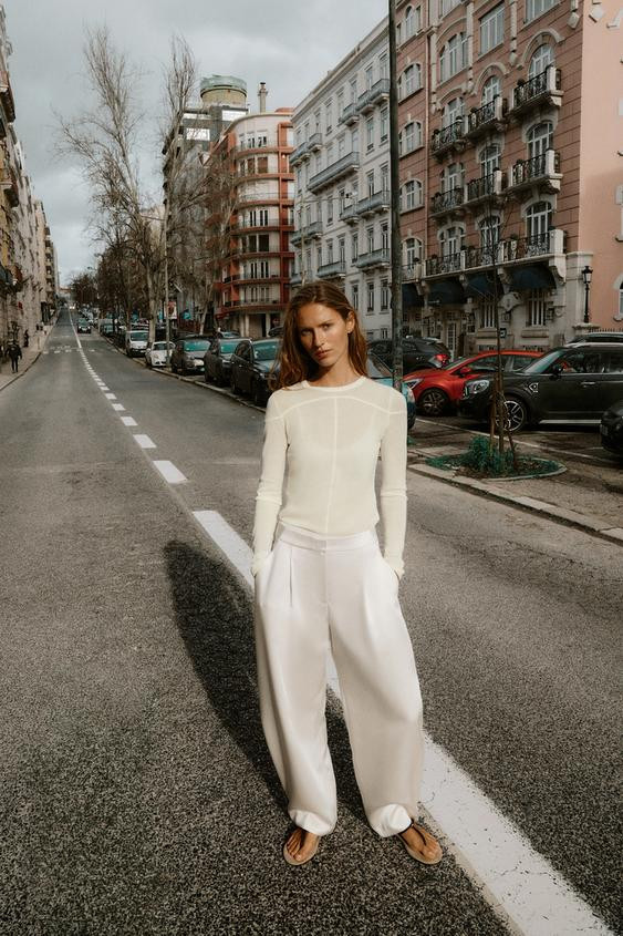 SATIN BARREL PANTS | Zara US