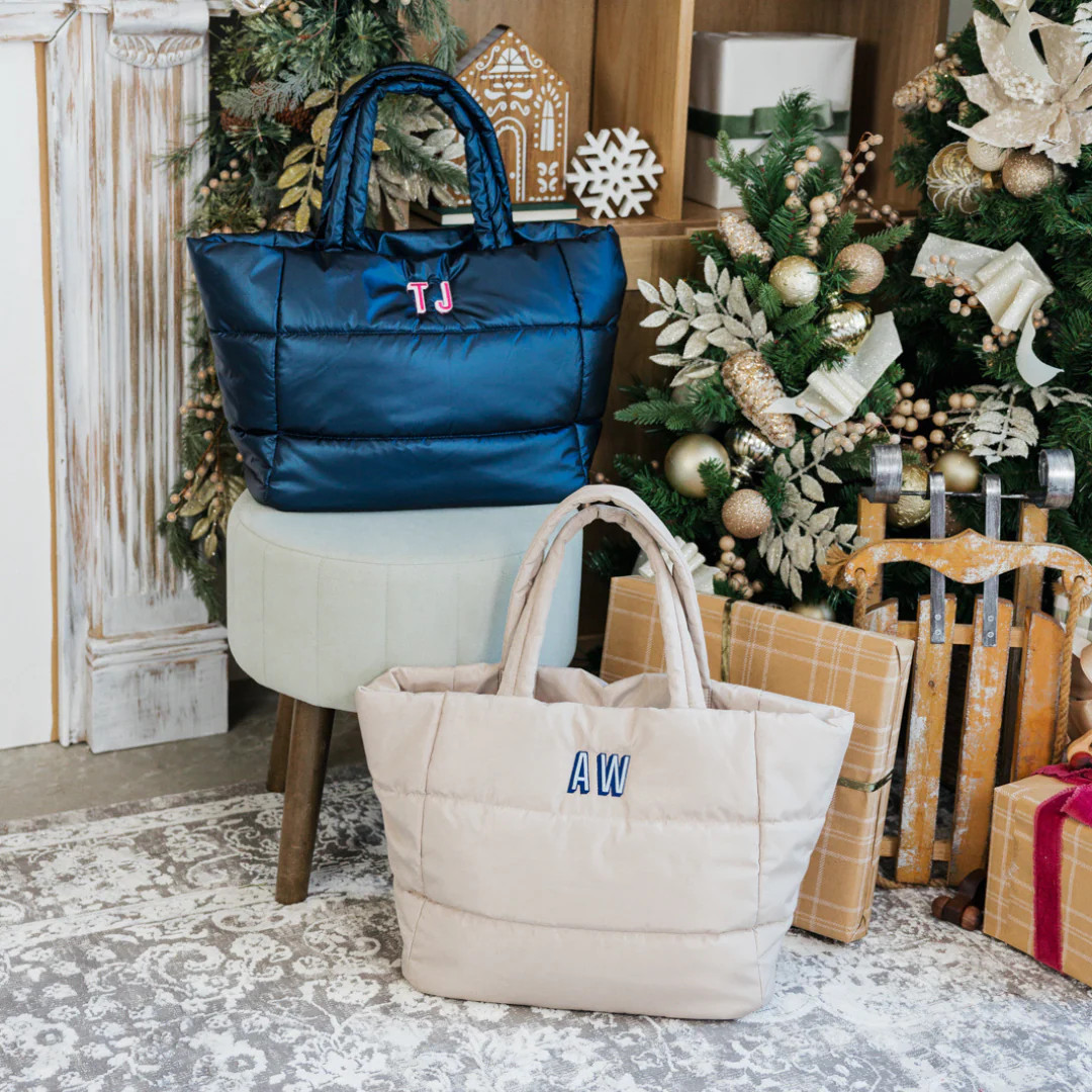 Embroidered Puffer Tote | Sprinkled With Pink