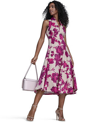 Women's V-Neck Printed Midi Dress | Macy's