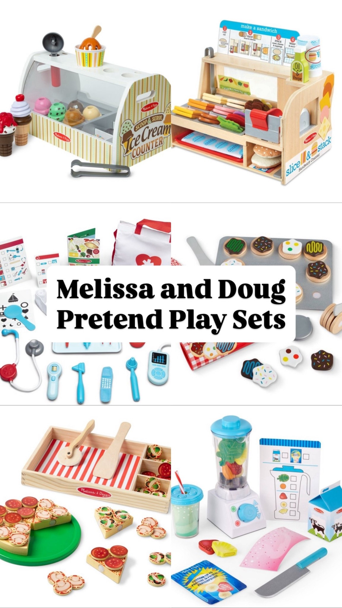 Melissa and Doug pretend play sets are hands down my kids favorite toys! These have gotten so much use over the years and the quality is unmatched! Such a great Christmas or birthday gift idea for toddlers and little kids and encourages imaginative play. My kids love playing doctors office, restaurant, ice cream shop, etc using these sets. 

#LTKKids #LTKGiftGuide #LTKCyberWeek