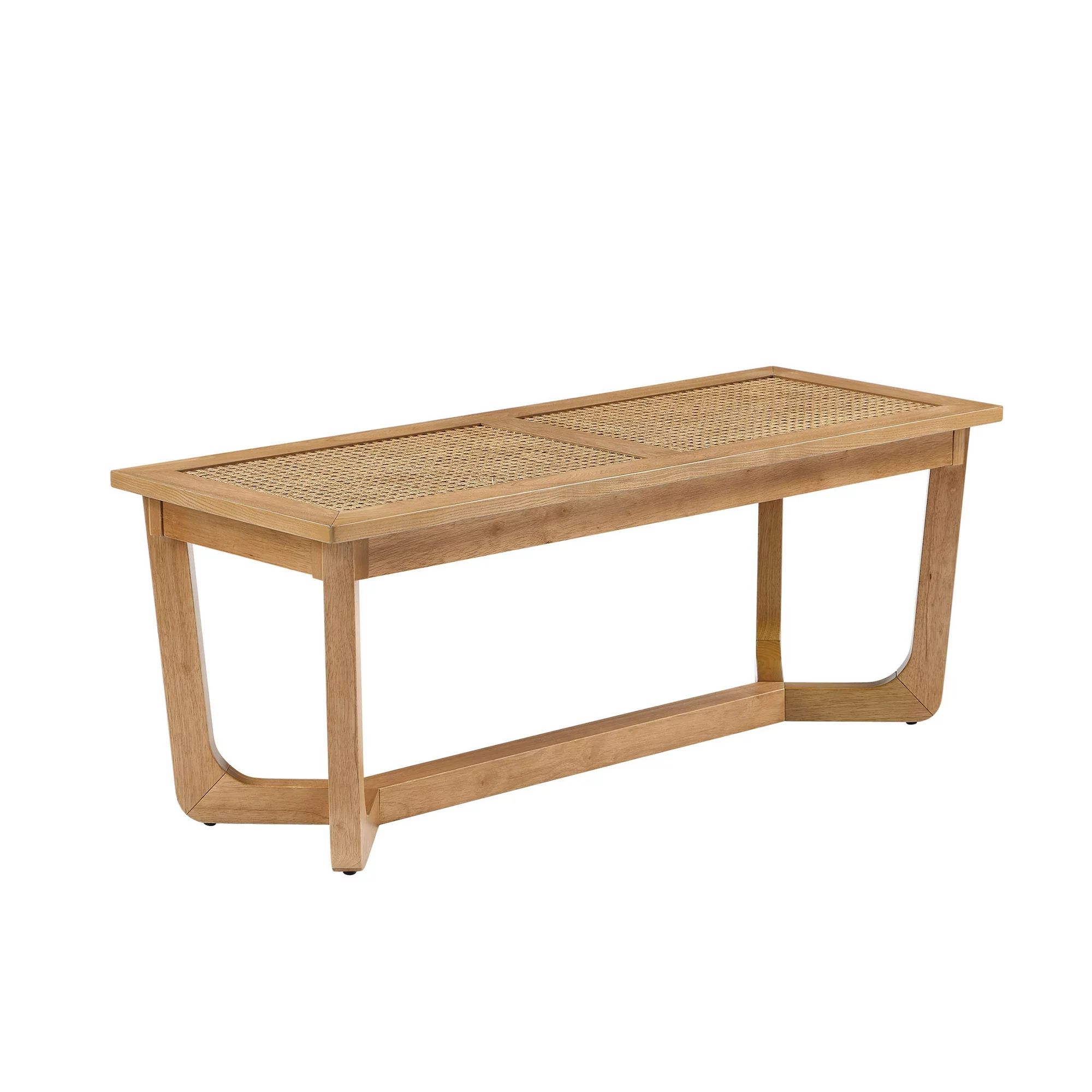 Beautiful Rattan & Wood Bench with Solid Wood Frame by Drew Barrymore,  Warm Honey Finish - Walma... | Walmart (US)