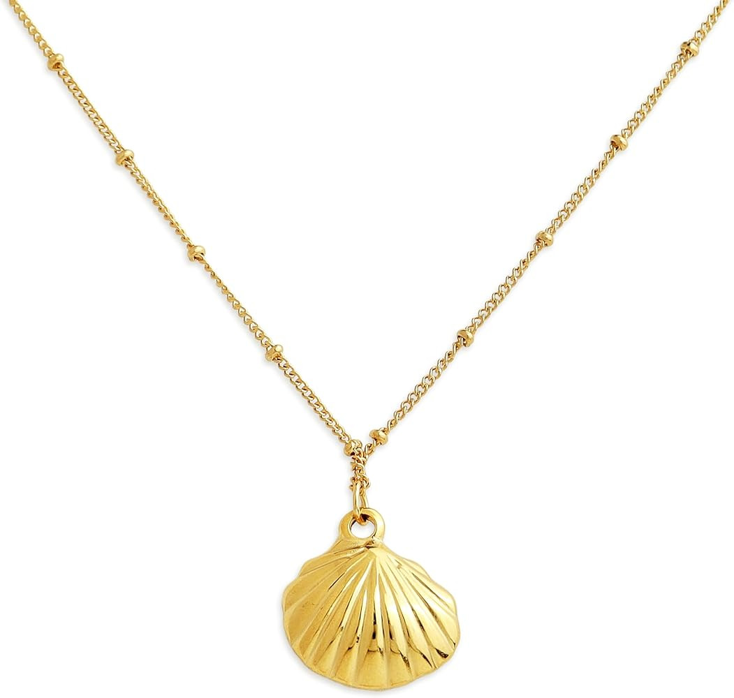 Jean Beau Dainty Gold Shell Pearl Pendant Necklaces for Women, Cute Seashell Chain Choker Necklac... | Amazon (US)
