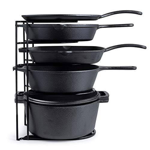 Heavy Duty Pan Organizer, 5 Tier Rack - Holds up to 50 LB - For Cast Iron Skillets, Griddles and Sha | Amazon (US)