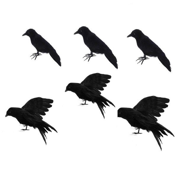 6Pc Artificial Realistic Woodland Black Birds For Garden Home Halloween Decor - Walmart.com | Walmart (US)