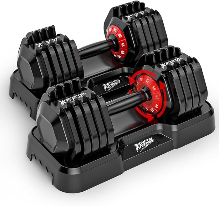 25/55lbs Adjustable Dumbbells Set, Dumbbells with Anti-Slip Metal Handle for Exercise & Fitness F... | Amazon (US)