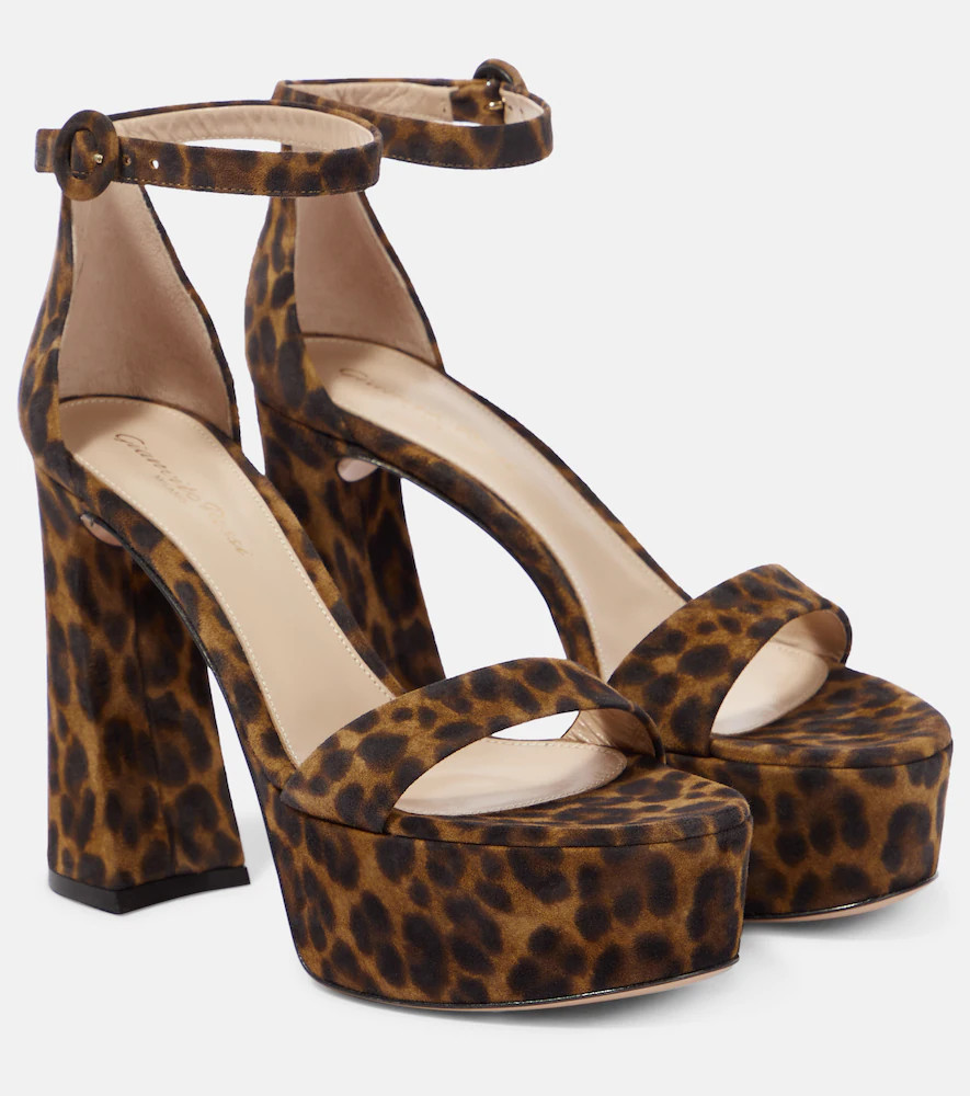 Gianvito Rossi Leopard-print suede platform sandals | Mytheresa (UK)