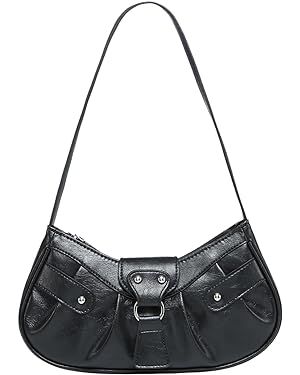 Verdusa Women's Pleated Hobo Shoulder Bag PU Leather Clutch Handbag | Amazon (US)