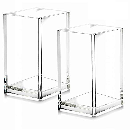 2 Pack Clear Acrylic Pencil Pen Holder Cup,Desk Accessories Holder,Makeup Brush Storage Organizer... | Amazon (US)