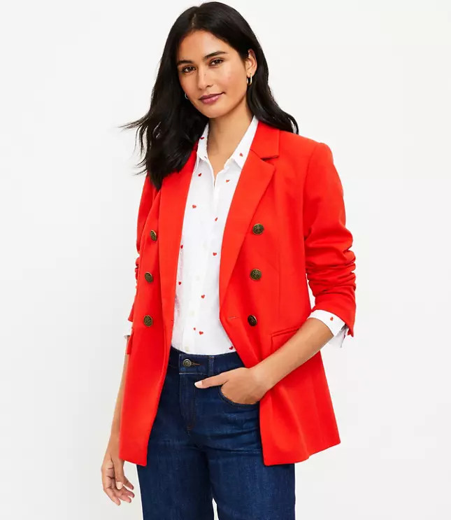 Petite Knit Double Breasted Blazer | LOFT