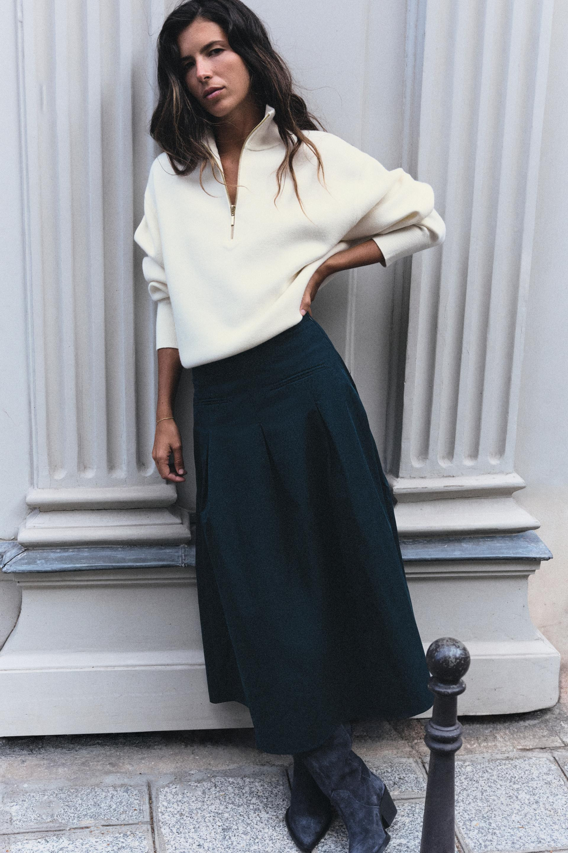 Zara - Belted Combination Midi Dress - Women - Brown - Women | Zara US