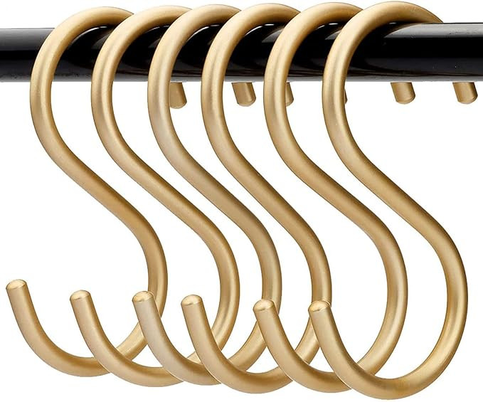 10 Pieces Gold S Hooks Aluminum Alloy S-Shaped Hooks Heavy Duty Kitchen Bathroom Multi Purpose St... | Amazon (US)