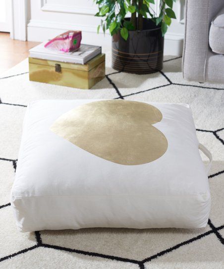 Beige & Goldtone Heart Of Gold Floor Pillow | Zulily