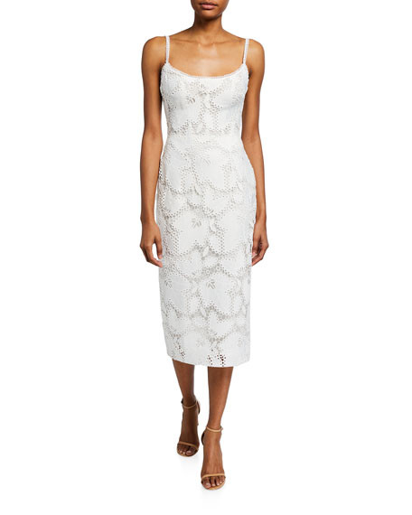 Monique Lhuillier Lace Midi Dress | Neiman Marcus