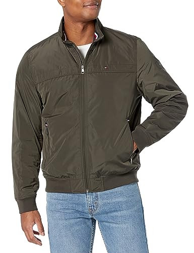 Tommy Hilfiger Men's Performance Faux Memory Bomber Jacket, Army Green Filled, Small | Amazon (US)