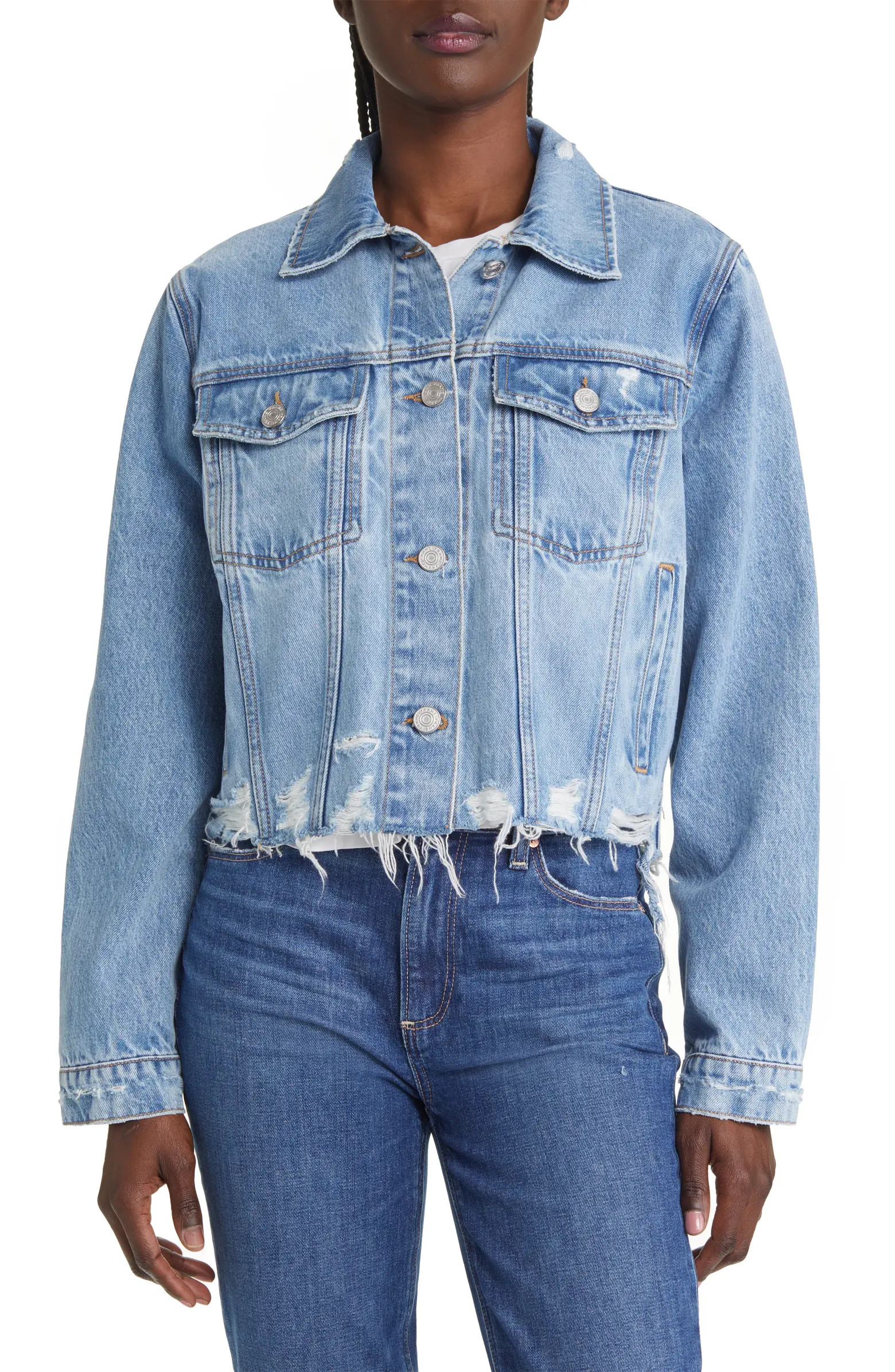 Ripped Distressed Denim Trucker Jacket | Nordstrom