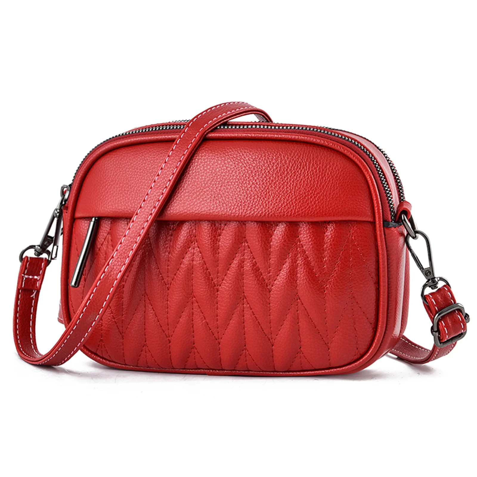 Sendefn Women's Small Leather Crossbody Satchel Shoulder Handbag with Adjustable Strap, Red | Walmart (US)