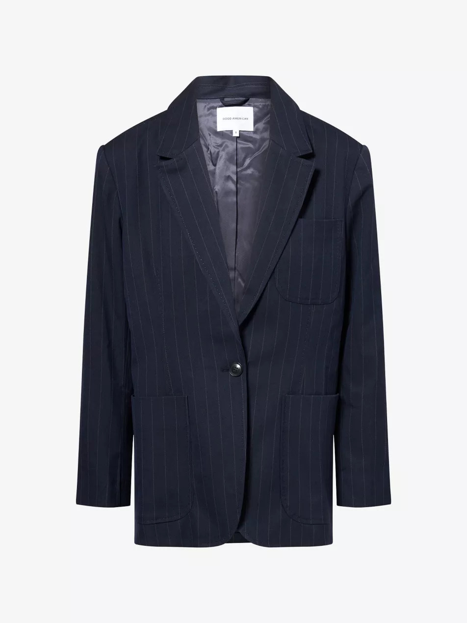 The Oversized Stripe-Pattern Woven Blazer | Selfridges