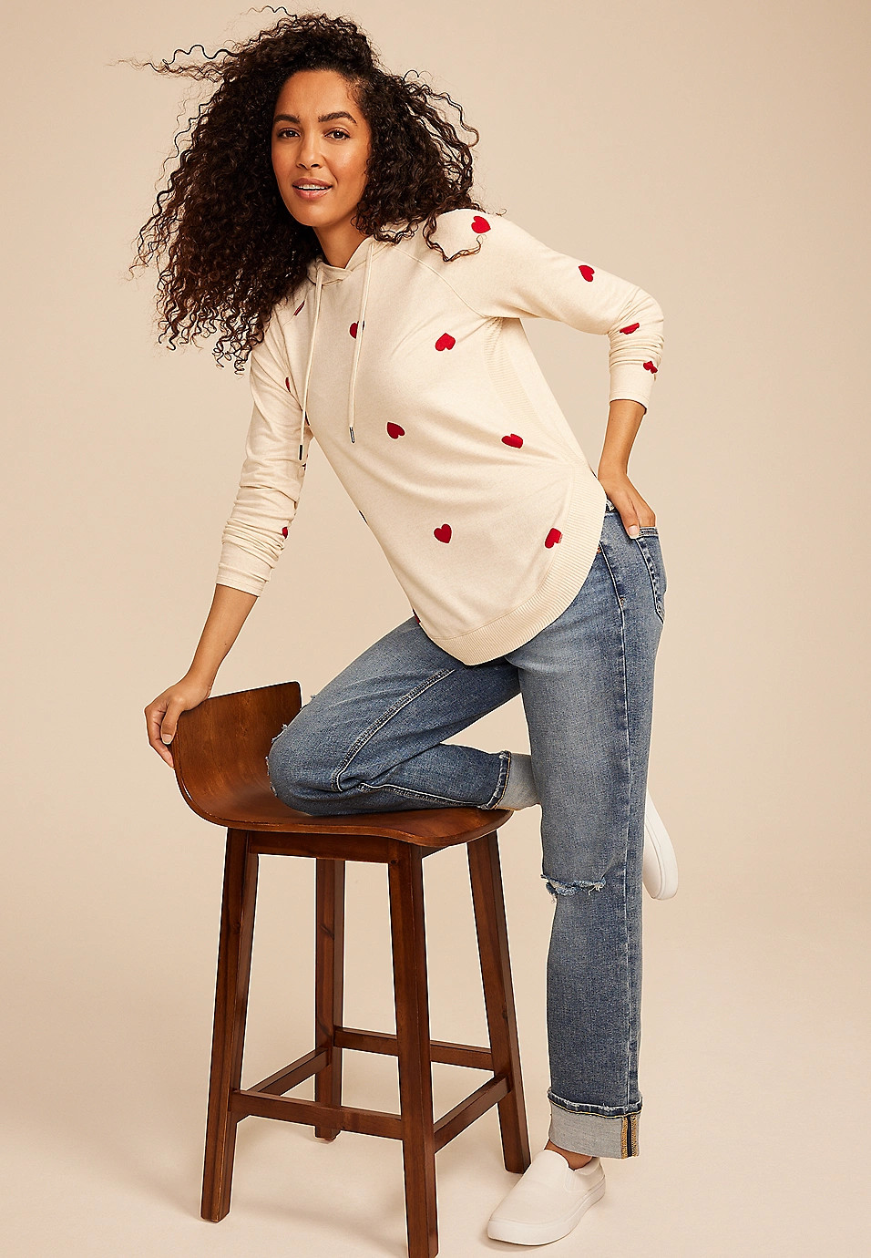 Haven Heart Print Hoodie | Maurices