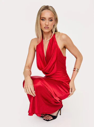 Big Deal Halter Maxi Dress Red | Princess Polly US