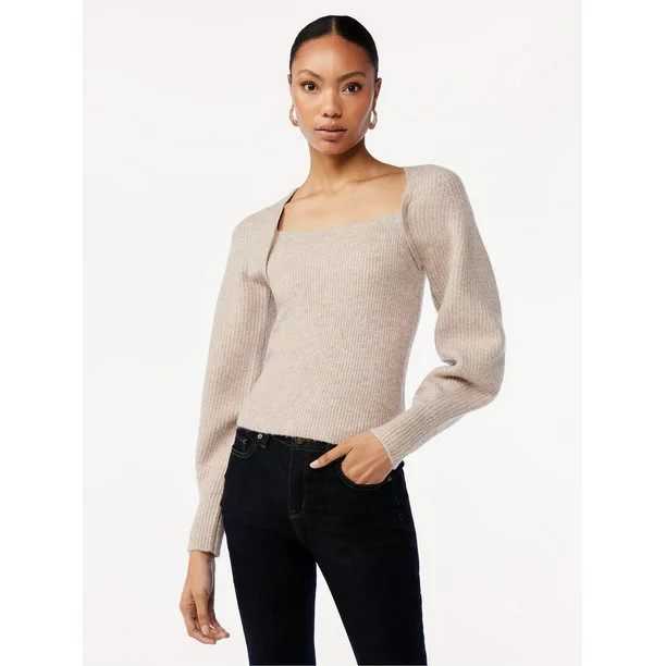 Scoop Women's Square Neck Sweater - Walmart.com | Walmart (US)