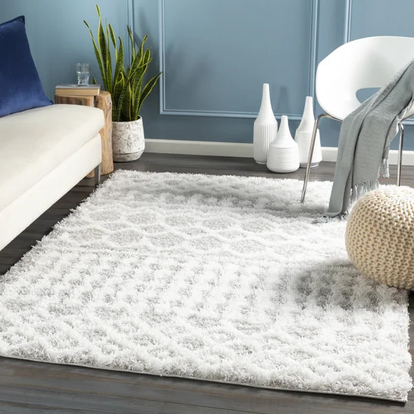 Covina Geometric Shag Gray Area Rug | Wayfair North America