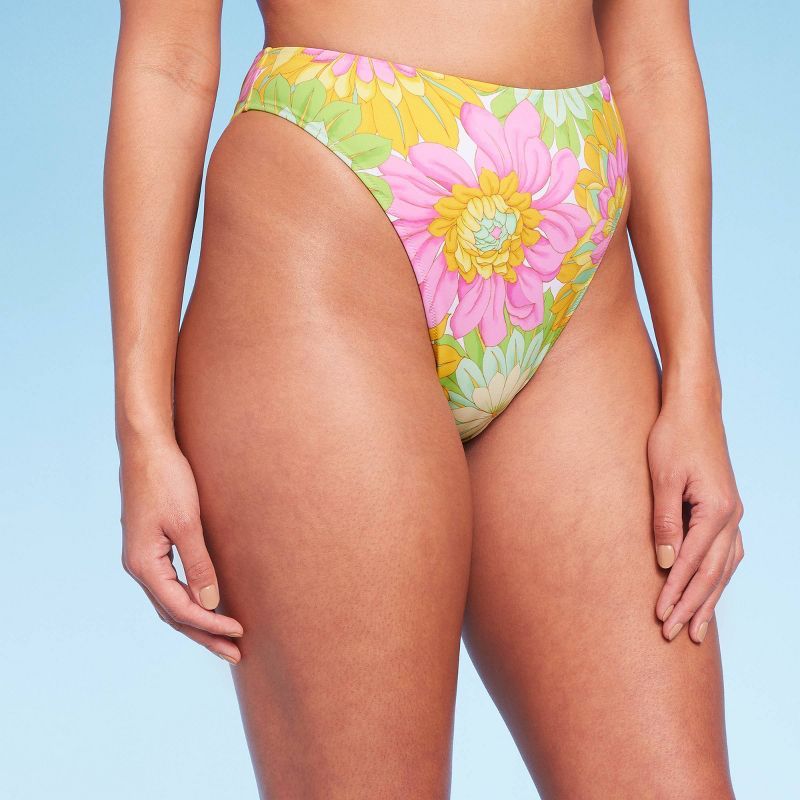 Women's High Waist Extra High Leg Cheeky Bikini Bottom - Shade & Shore™ Multi Floral Print | Target