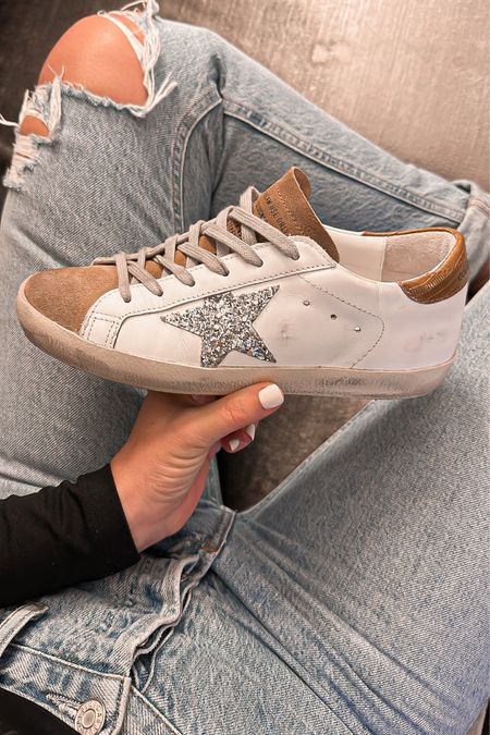 Golden goose sneakers 
Go down 1/2 size. I’m normally 6.5 and I wear size 36
Agolde jeans size 24. They run big I went down a size 
Nuuds bodysuit size xs 

#goldengoose #sneakers #revolve

#LTKshoecrush #LTKsalealert #LTKunder100