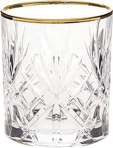 Lorren Home Trends Siena Collection Crystal Double Old Fashion Beverage Glass with Gold Band Desi... | Amazon (US)