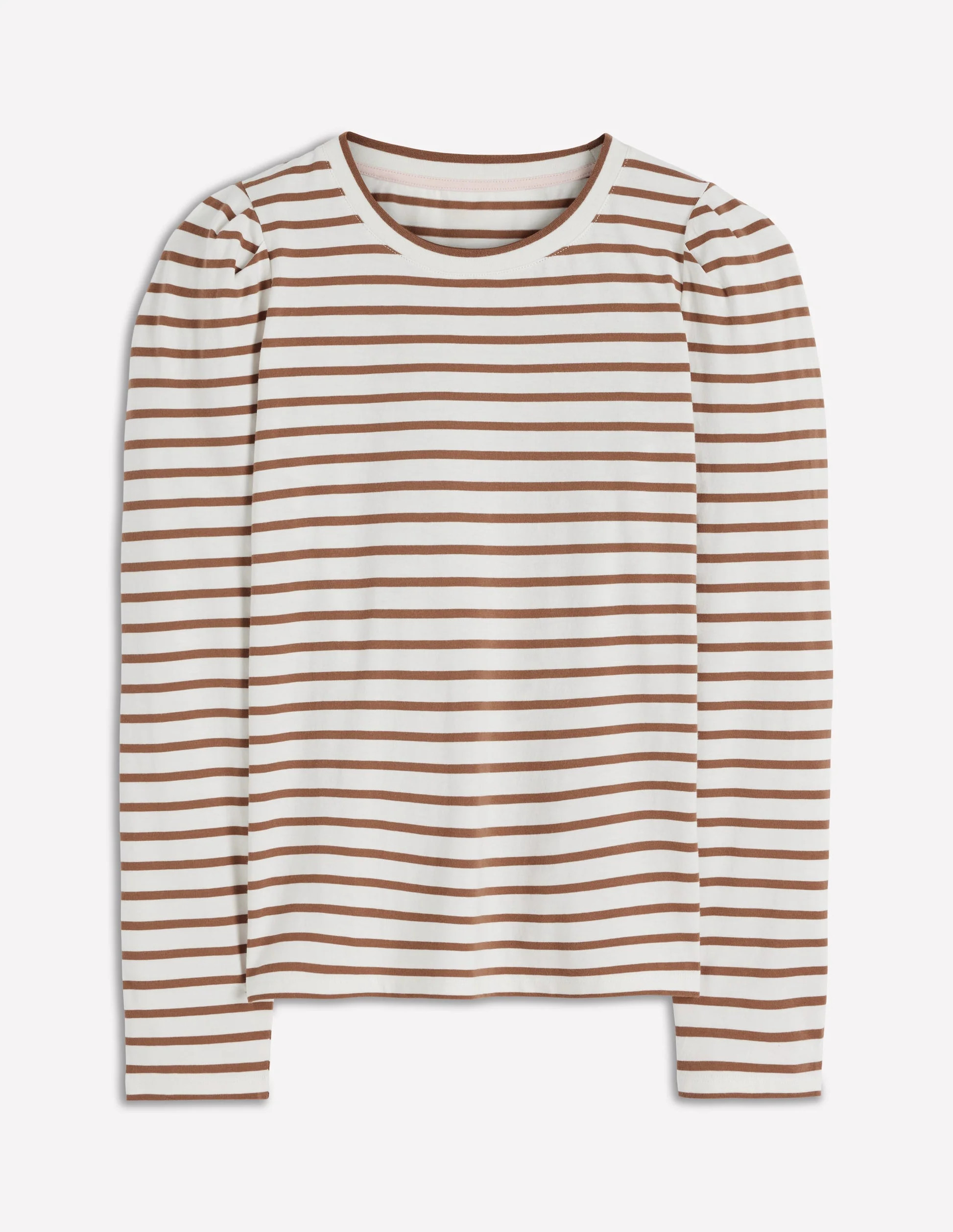 Pleat Sleeve Stripe Top-Ginger and Ivory Stripe | Boden (US)
