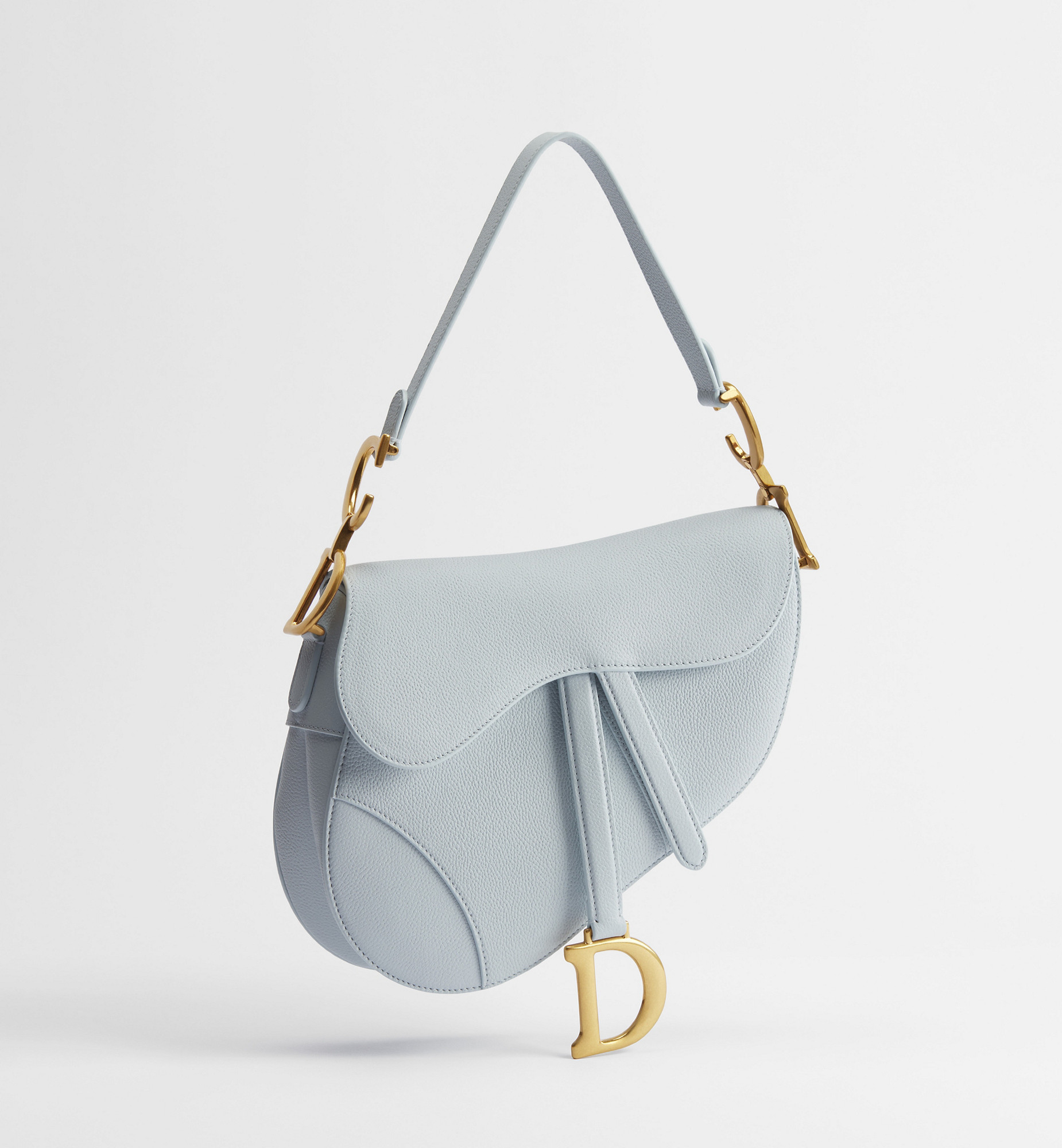 Saddle Bag with Strap Ice Blue Grained Calfskin | DIOR | Christian Dior Parfums UK