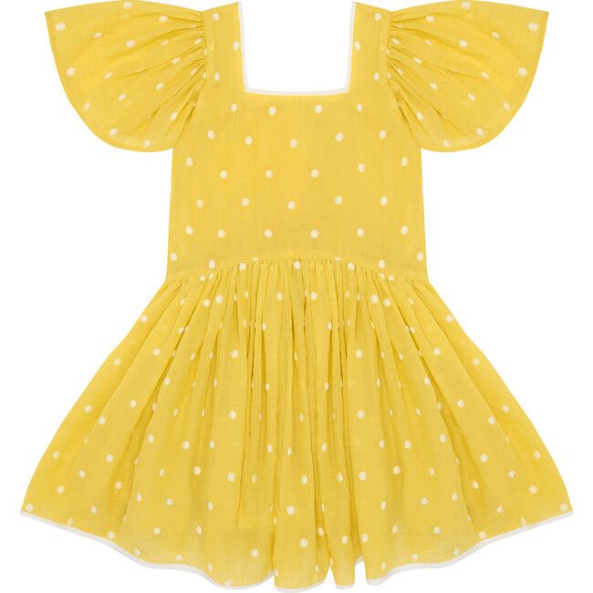 Square The Circle Embroidered Dress, Sour Lemon Spot - The Middle Daughter Dresses | Maisonette | Maisonette